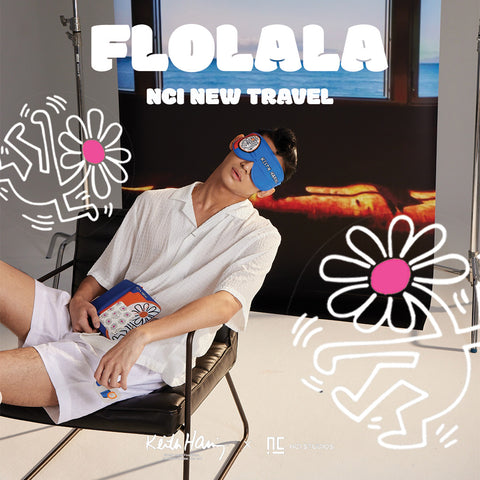 NCI NEW TRAVEL 枕頭眼罩 - Keith Haring : 花拉拉 (藍)
