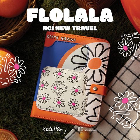 NCI NEW TRAVEL 多功能護照夾 - Keith Haring : 花拉拉 (橘)